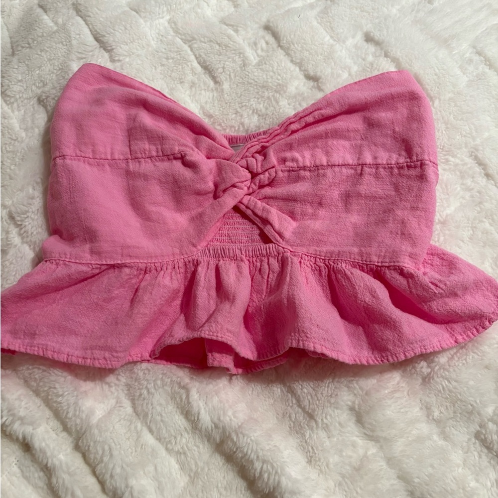Pink Ruffled Tube Top